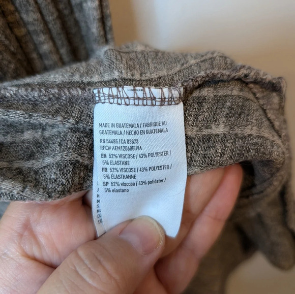 American Eagle High Low Open Front Brown Striped  Texture Cardigan Woman Medium - Picture 7 of 8